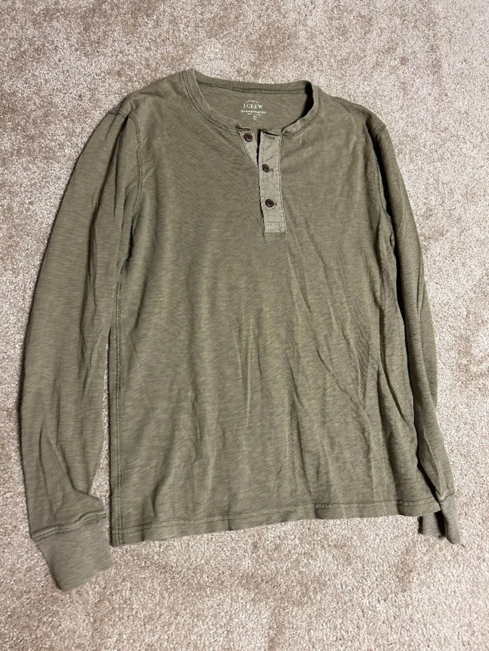 J Crew garment dyed henley long sleeve t shirt small